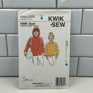 Kwik Sew 2270 Kids Learn to Sew Shirts Hooded Sweatshirt Pattern Size 8-16 1993